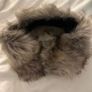 Surell Black and Gray Faux Fur Scarf